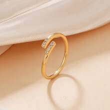 1 chiếc nhẫn hở tối giản, thiết kế độc đáo, đa năng, phù hợp đeo hàng ngày cho nữ. - Vàng - Xem 1