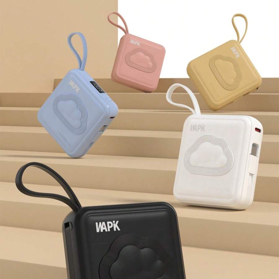 WAPIK 고속충전 일체형 미니 보조배터리 M2 C타입 잔량표시 10000mAh 22.5W - 노란색 - 보기 1