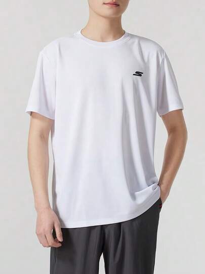 Skechers Dòng sản phẩm S-label đơn giản | Áo thun ngắn tay thể thao mùa hè thoáng khí và nhanh khô dành cho nam giới |