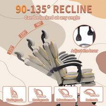 Ergonomic Office Chair, Gaming Chair, High-Back Chair, Sturdy Armrests, Extendable Footrest, Suitable For Entertainment And Office Use - Gold - View 6
