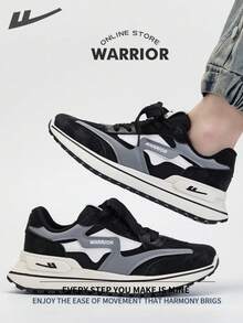 WARRIOR 勇士时尚复古男士运动鞋，春夏舒适跑步鞋，简约休闲又不失时尚感，四季皆宜，耐磨耐穿，适合全天穿着的训练鞋。 - 米/黑 - 查看 3