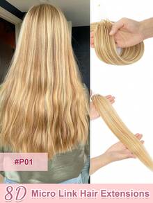 8D Micro-Link Human Hair Extensions, 12-22 Inches Length, 28g/Pack, Multi-Color Straight Hair, Suitable For Women, Invisible Beads Easy To Install, Suitable For Weddings And Parties - Multicolor - View 26
