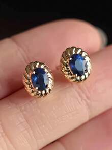 GAGAFEEL 1 Đôi bông tai thời trang, đa năng, làm từ bạc sterling S925 cao cấp, đính đá Zirconia màu xanh dương, kiểu dáng retro, phù hợp cho phụ nữ đeo hàng ngày khi đi làm hoặc dự tiệc. - JWCE10921 - Xem 3