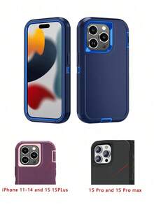 Military Grade Shockproof Rugged Heavy Duty Basic Shockproof, Anti-Scratch, Full-Body Protective Phone Case, Durable 3-In-1 Protective Cover Compatible With Iphone, Galaxy, HONOR And Other Smartphones Gift - Màu xanh nước biển và trắng - Xem 11