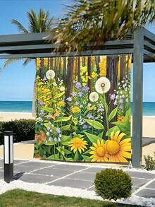 1pc Outdoor Thick Waterproof Sunscreen Gradient Mandala Floral Green Bohemian Pattern Outdoor Garden Patio Canopy Beach Sunshade (Ropes Included, No Stands) - A - View 2