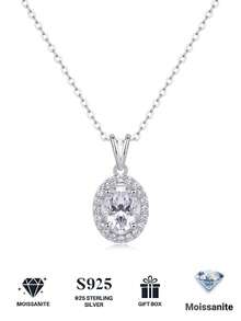 Dây chuyền bạc 925 đính đá Moissanite, mặt dây chuyền tối giản không gây dị ứng, món quà sang trọng cho Ngày Valentine, Ngày của Mẹ, Sinh nhật, Bạn gái, Vợ, Mẹ (Kèm hộp quà) - Bạc - Xem 2