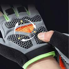1 đôi găng tay thể thao hở ngón unisex, mặt sau bằng lưới thoáng khí, lòng bàn tay dày dặn có đệm chống trượt hình tổ ong, dây đeo cổ tay có thể điều chỉnh để vừa vặn chắc chắn, thiết kế hở ngón giúp tăng sự khéo léo, thích hợp cho đạp xe, tập gym, lái xe, câu cá và các hoạt động thể thao hàng ngày. - Nhiều màu - Xem 3