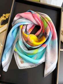 1 chiếc khăn vuông nữ, khăn trùm đầu bằng satin in họa tiết, đa năng dùng làm băng đô, khăn quấn tóc, khăn choàng, khăn quàng cổ, phụ kiện thời trang phối cùng váy. - Nhiều màu - Xem 14