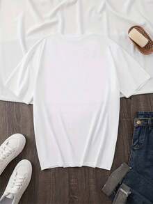 Plus Size - Plus Size Short Sleeve Printed Fashion Round Neck Women'S T-Shirttops For Women - White - View 2