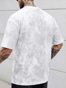 Men's Casual Loose T-Shirt Short Sleeve, Tie-Dye Tie Dye Heavyweight Crew Neck T-Shirt Short Sleeve For Summer, Versatile, Suitable For Spring/Summer Outdoor Daily Casual Wear Men's T-Shirt Tops - White - View 2
