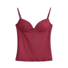 Camisola Sexy para Mujer, Top con Tirantes Finos, Cuello en V, Corte Ajustado, Sin Mangas, Estilo Casual de Verano para Oficina, Elegante - tinto - Ver 1