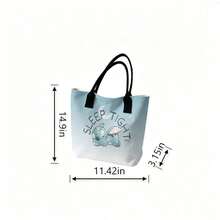 Miniso Bolso de lona con estampado de Stitch de Disney "Duerme bien", bolso de hombro degradado azul y blanco para uso diario - Blanco - Ver 6