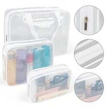 APREUTY - Bolsas de maquillaje s aprobadas por la TSA - Juego de 6 bolsas de maquillaje cosmético de PVC con asa de cierre bolsa portátil para equipaje de viaje organización de día festivo brillante - Blanco brillante6 piezas L  M  S - Ver 8