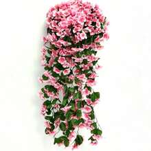 1 Simulated Flower Violet Basket Flower Large Hydrangea Vine, Hanging Vine Living Room Balcony Home Decoration, Suitable For Wedding Bouquets, Halloween Decoration, Valentine's Day, Birthday Gifts, Graduation Ceremony Gifts, Garden Decoration, Simulated Flowers - Pink - View 10