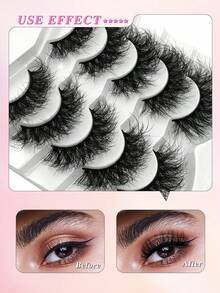 5 Cặp lông mi giả ENCHUW Dramatic Fluffy, mi dài mềm mại, cong vút, thích hợp cho trang điểm dự tiệc. - màu đen - Xem 4