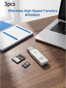 1/3/5 Pcs  USB 3.0 SD Card Reader, 2-In-1 Dual Slot Flash Memory Card Adapter For SD SDXC SDHC Micro SD MicroSDXC TF Cards, High-Speed 5Gbps Camera Card Viewer For PC, Laptop,  And Windows - View 10