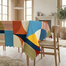 1pc Nordic Style Minimalist Geometric Print Polyester Tablecloth, Suitable For Kitchen, Dining Room, Holiday, Banquet, Party Table Decor - Multicolor - View 2