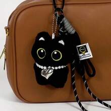 Lindo gato negro juguete de peluche llavero de muñeca pequeño colgante llavero de coche gatito muñeca de juguete para niño niña regalos de cumpleaños - A - Ver 3