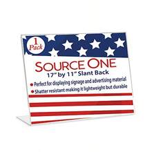 Source One Deluxe 17 Wide x 11 Tall Slant Back Clear Thick Acrylic Sign Holder - Brochure Holder by SourceOne - Transparente - Ver 2