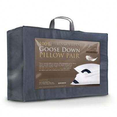 Ultimate 100% Hungarian Goose Down Pair Pillows 300TC Cotton Case, Down Proof
