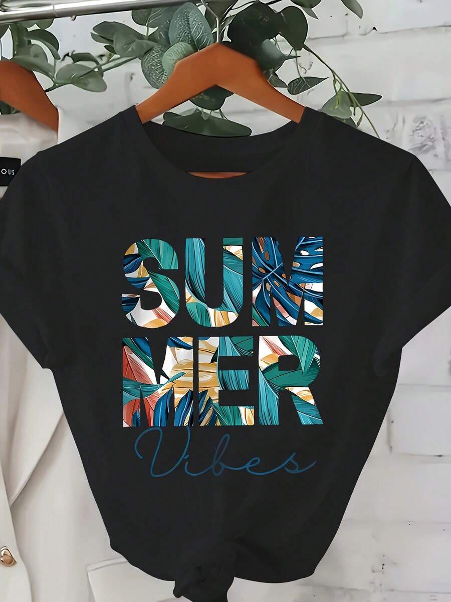 - 0-8XL Camiseta impresa con estilo casual para mujer, capa base de modara las salidas cotidianas, capa base única