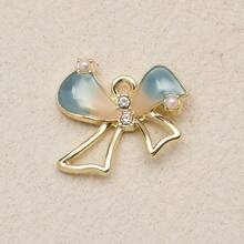 1PC Gold Tone Spring Floral Series DIY Charms, Flower/Bow/Moon/Bee/Rose Enamel & Crystal Elements, Sweet Girly Style Versatile Pendant Supplies - Flower - View 17