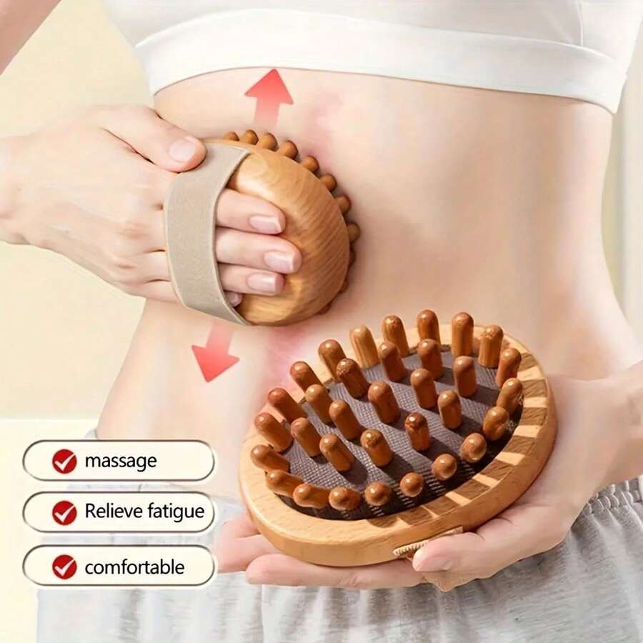 1/2pcs Wooden Massage Brush/Pad-Style Brush, Tool For Body Massage And Therapy, Relieves Fatigue, Soreness, Skin Laxity, Reduces Fat Accumulation, Promotes Lymph And Blood Circulation, Eliminates Edema. Can Be Used As A Dry Brush For Exfoliation. Air Cushion Suitable For Essential Oils And Sunbathing Massage. Portable And Easy To Clean