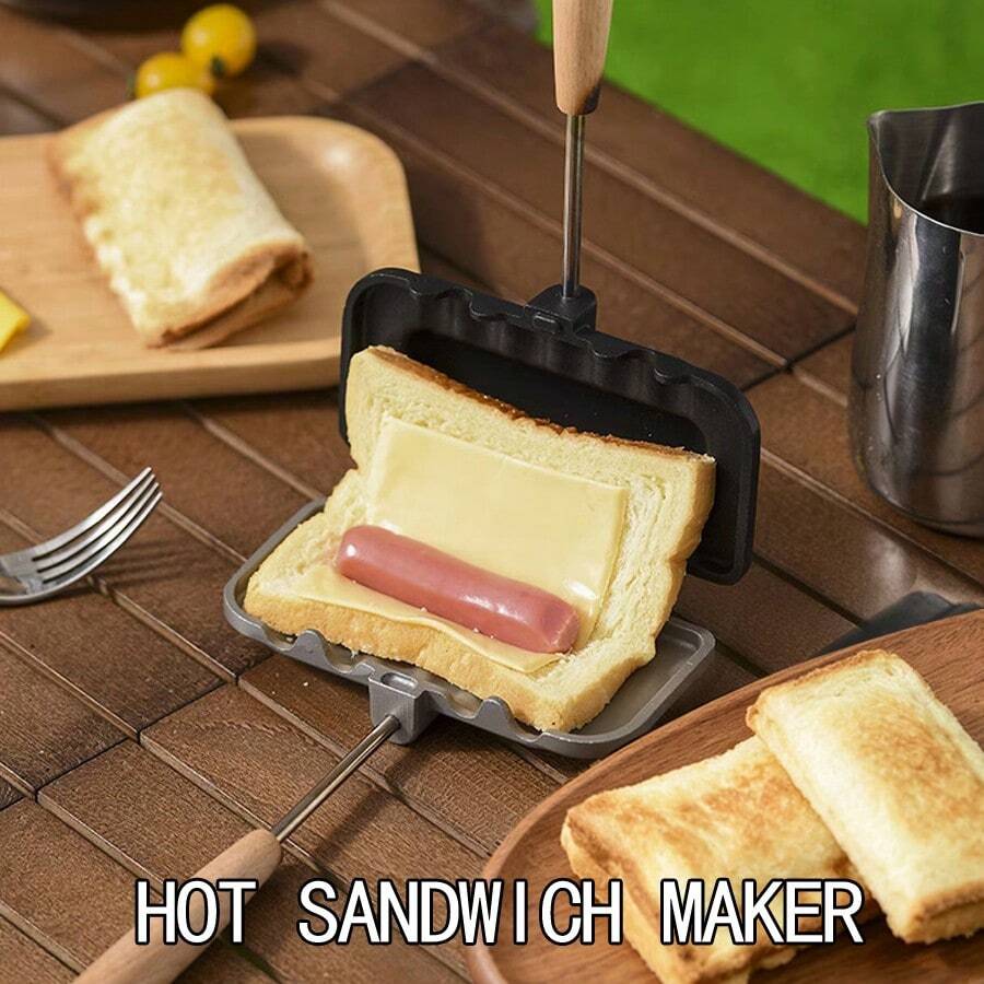 1pc Sandwich Frying Pan, Aluminum Alloy Baking Disk Flip Frying Pan, Suitable For Grilled Cheese, Pancakes, Omelettes, Hot Dogs, Bread And Toast - View 1