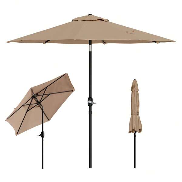 Parasol exterior resistente al viento e impermeable - Protección UV - Ángulo ajustable - 215 cm, estructura de hierro, ideal para patio, terraza, balcón, playa y camping
