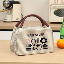 Bolsa de almacenamiento de accesorios para el cabello con rayas, rayas azules y blancas con patrón de decoración para el cabello, compartimento principal de gran capacidad con cierre de cremallera para guardar lazos, peines, pinzas y otros artículos de cuidado del cabello, diseño portátil y manual para viajes, traslados, organización del hogar, minimalista y duradero, un accesorio práctico para chicas con estilo. - Multicolor - Ver 5