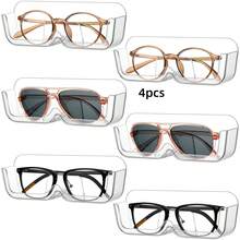 2/4pcs Transparent Eyeglasses Storage Rack, Wall-Mounted Fashion Glasses Display Stand, Home Glasses Holder/Rack, Suitable For Home Decor, Bathroom Storage - Clear - View 10