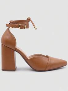 MODARPE Medium Block Heel Pointed Toe Pump S05 - Óxido marrón - Ver 3
