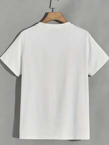 Men's White T-Shirt With Front Print Of Letters And Numbers - Creative Stopwatch Design, Urban And Casual Style, Short Sleeve Cotton T-Shirt - 白色 - 查看 2