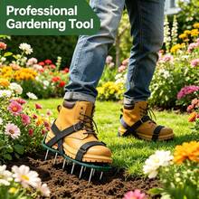 Zapatos con púas para jardín para la aireación del césped, zapatos para aflojar el suelo y el césped de 4,2 cm, herramienta de construcción autonivelante de epoxi - A - Ver 11
