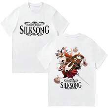 High Street Retro Y2K T-Shirt Hollow Knight Silksong Grafik-T-Shirt Mode Cartoon Hot Game T-Shirt Lässiges Loses Oberteil Unisex - Weiss - Übersicht 2