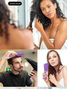 1pc Natural Black Hair Brush For Curly Hair, Suitable For 3/4abc Curl Pattern African Curly Hair, Quickly And Easily Brush Dry And Wet Hair, Painless, Hair Styling Tool, Hair Styling Kit, Hair Styling Tool Set,Travel,Birthday - Navy Blue - View 3