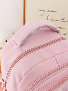 1 PC Pink Mother-And-Child Backpack Portable Travel Bag,Large Capacity Fashionable And Casual Large Capacity Portable Zipper School Bags - Pink - View 7