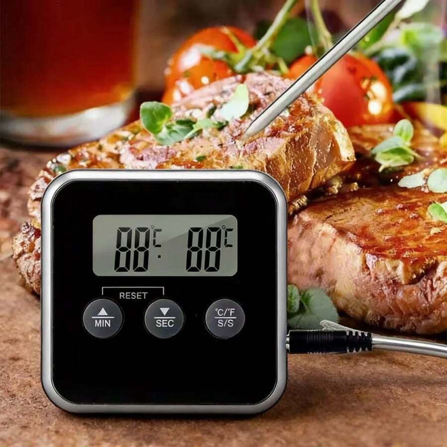 LCD Display Food Thermometer, Kitchen Cooking Food Oven Baking Grill Temperature Gauge (Battery Not Included) - M - View 1