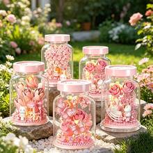 690/560/450/430/410/400pcs Micro Particle Assembly Flower Building Blocks Ornament. Wishing Bottle With 6 Styles Adult Assembly Building Blocks. Mini Flower Assembly Building Blocks In Bottle. Floral Assembly Building Blocks Gift For Teenagers. Rose, Butterfly, Cherry Blossom, Wishing Tree ABS Material Building Blocks Ornament. Desk Decor, Bedroom Decor, Collectible Building Blocks, Birthday Gift, Christmas Gift - Baby Pink - View 3