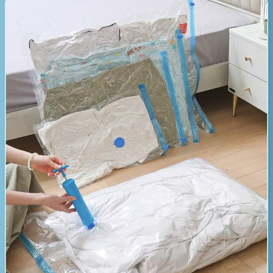真空压缩收纳袋,透明衣物整理袋,适用于换季衣物,家居床上用品收纳袋。 - 彩色 - 查看 1