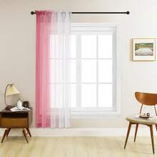 1pc/2pcs Ombre Color Curtain, Gradient Color, Rod Pocket Design Semi-Sheer Curtain, Breathable Filtering Sunlight Sheer Curtain, Faux Linen Dual-Tone Ombre Curtain, For Living Room, Bedroom, Study, Kitchen Decor, Pink Curtain - Pink - View 17