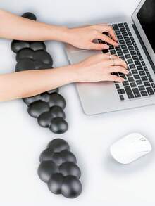 2 Pieces Set Of Cloud Mouse Pad Keyboard Hand Rest Memory Foam Hand Rest Wan Girls Office Typing Wrist Rest Non-Slip Silicone Male Cloud PU Leather Soft Computer Wrist Mouse Pad Set - View 3