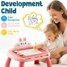 Kids Magnetic Drawing Board Toy, Learning & Practicing Letters & Painting, Colorful Reusable Doodle Pad, Suitable For Boys And Girls Easter Party Gifts (Accessory Color Random) - Red - View 7
