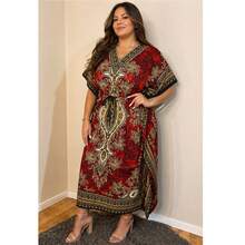 Long Kaftan Dress With Vibrant Colors And Print -  Fashion - 紅色 - 查看 1