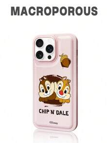 Funda protectora compatible con Apple iPhone 17 ProMax/Air, 16, 11/12/13/14 Plus/XR/7/8 Plus/15 ProMax, con diseño de Chip y Dale con cabeza grande, con patrón de rayas y elevado, resistente a caídas, de estilo minimalista y con imagen incrustada, de diseño único y grosor adecuado - Rosa - Ver 1