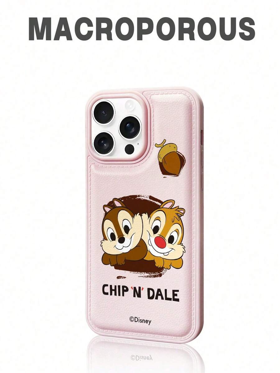 Funda protectora compatible con Apple iPhone 17 ProMax/Air, 16, 11/12/13/14 Plus/XR/7/8 Plus/15 ProMax, con diseño de Chip y Dale con cabeza grande, con patrón de rayas y elevado, resistente a caídas, de estilo minimalista y con imagen incrustada, de diseño único y grosor adecuado - Rosa - Ver 1