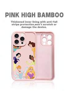 1 pieza Nuevo estuche protector anti-caída de alta densidad con cojín de aire, con patrón oficial de Princesas Disney, funda protectora gruesa compatible con Apple iPhone 17 ProMax/Air, 16, 11/12/13/14 Plus, XR, 15 ProMax - Rosa - Ver 2