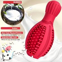 1 pieza de juguete para masticar para perros, entrenamiento de masticación, alimentador lento que distribuye el alimento, juguete de goma duradero para limpieza dental y rompecabezas, juguete interactivo con chillido para perros de raza pequeña/mediana/grande. - Rojo - Ver 11