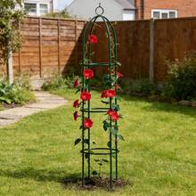 Crystals 1.9m Outdoor Garden Metal Obelisk Trellis - Dark Green - View 7