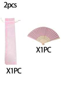 20/10/5/2/1pc Silk Hand Fan, Bridal Party Hand Held Folding Fan, Bamboo Folding Fan, Suitable For Bridal Party, Bridesmaid Gift, Party Decor, Festival, - Pink - View 11